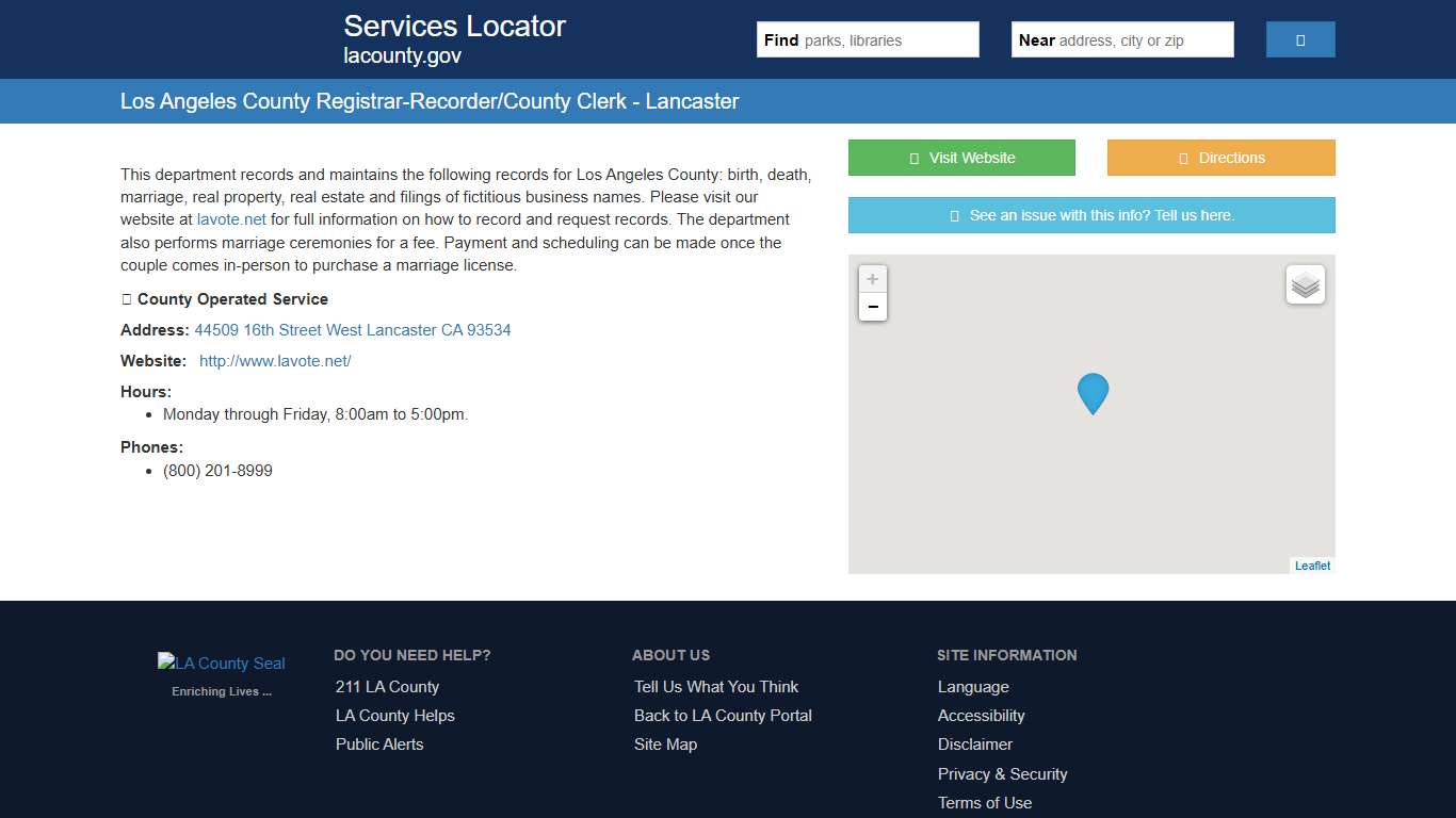 Los Angeles County Registrar-Recorder/County Clerk - Lancaster